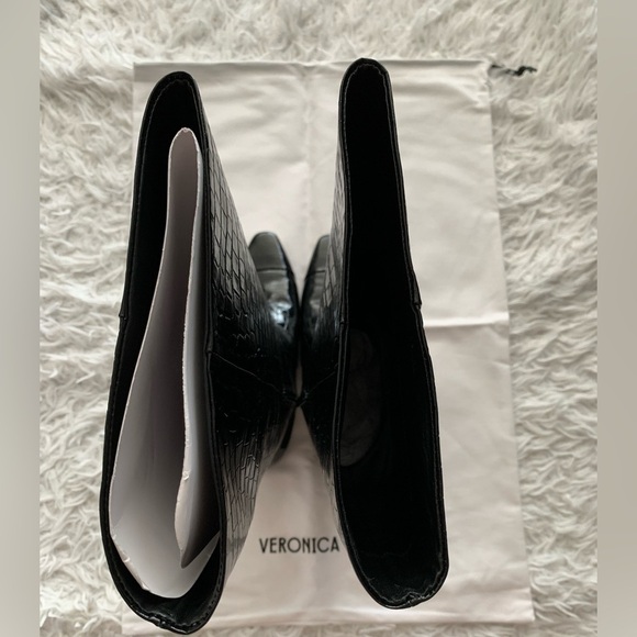 Veronica Beard Cecile Croc-Embossed Tall Boot | Wide-Calf black NWT - Picture 8 of 11